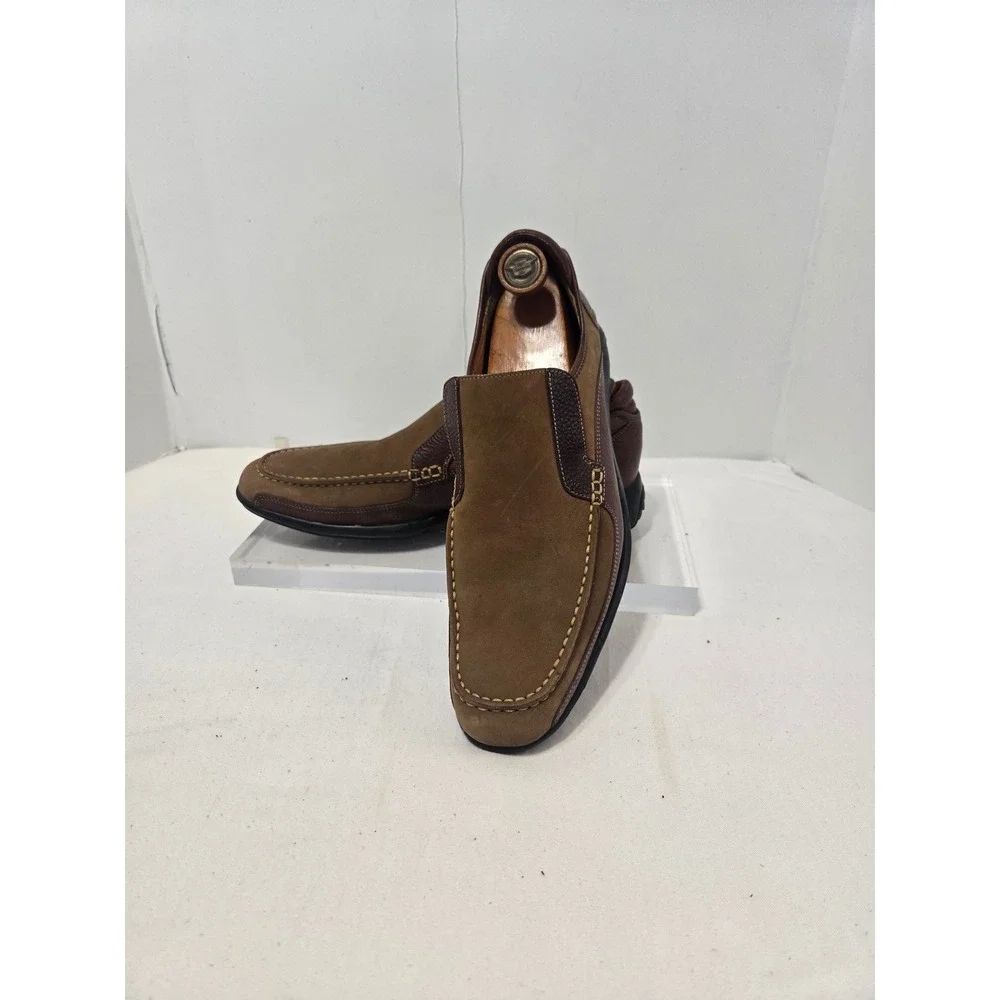 Cole Haan Mens Brown Leather Nubuck Slip On Loafers Moc Toe Shoes C05391